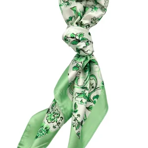 Lenço verde água com flores